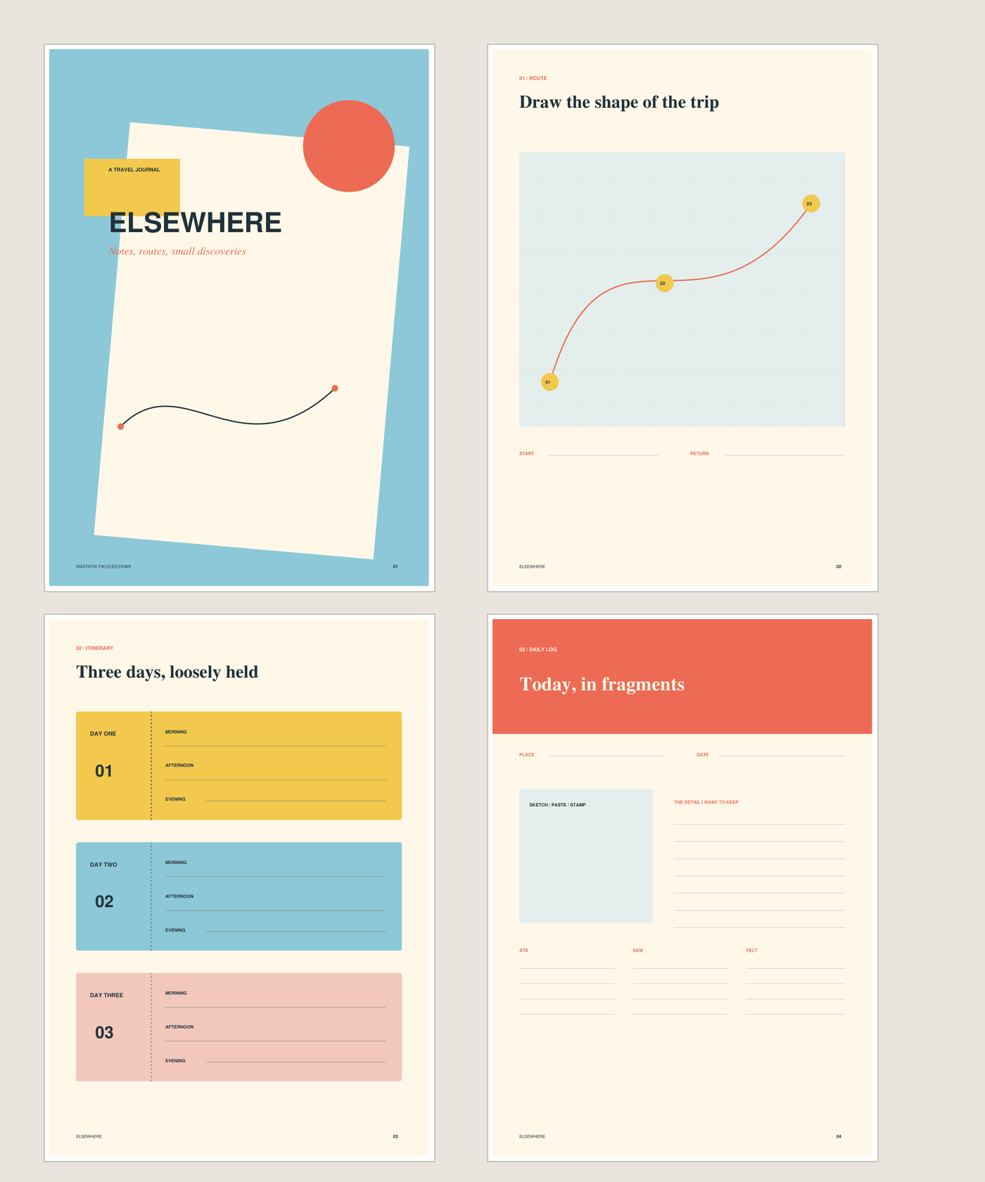 Elsewhere Travel Journal printable PDF preview