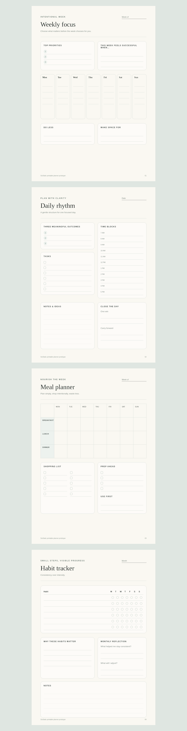 The Intentional Week Planner printable planner preview